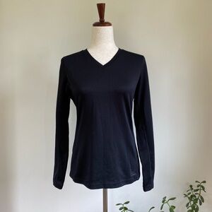REI Black Long Sleeve V-Neck Top